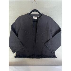 Lacey Chabert Embroidered Size Small Novelty Jacket-‎ Fringe Hem -Black